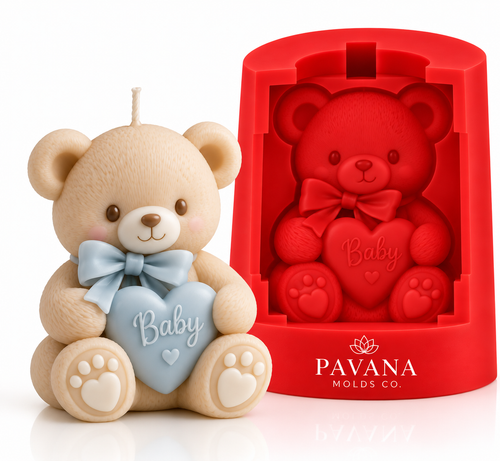 Pavana Molds Co Baby Shower teddy bear silicone candle mold