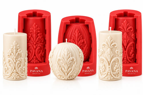 Pavana Molds Co baroque botanical candle molds