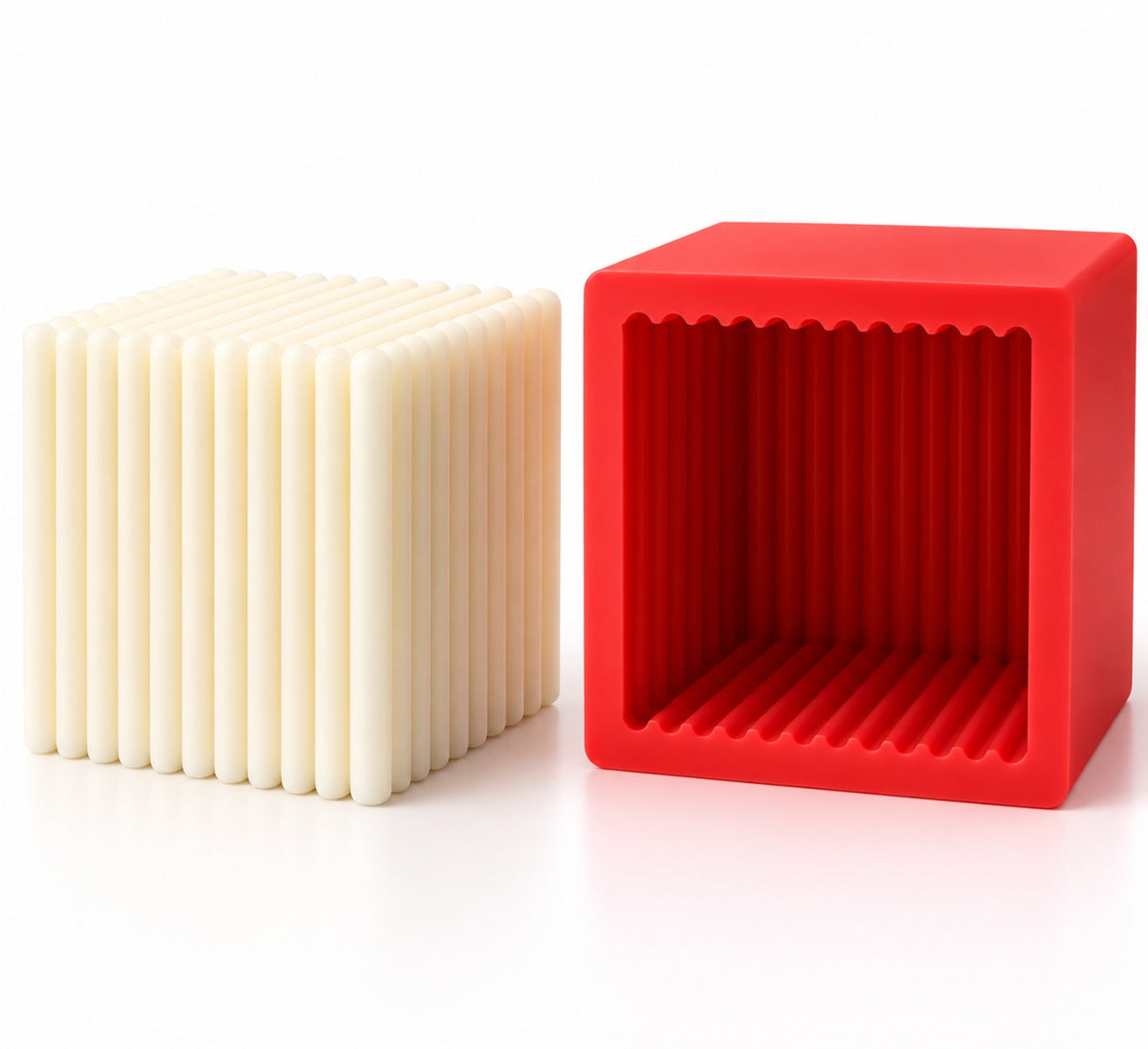 Ribbed Cube Candle Mold