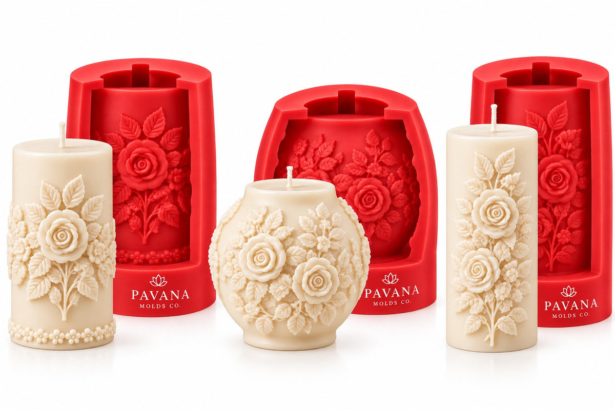 Pavana Molds Co rose floral candle molds