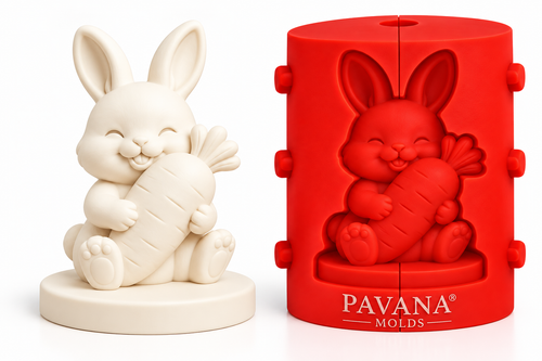 Pavana bunny hugging carrot 3D silicone mold