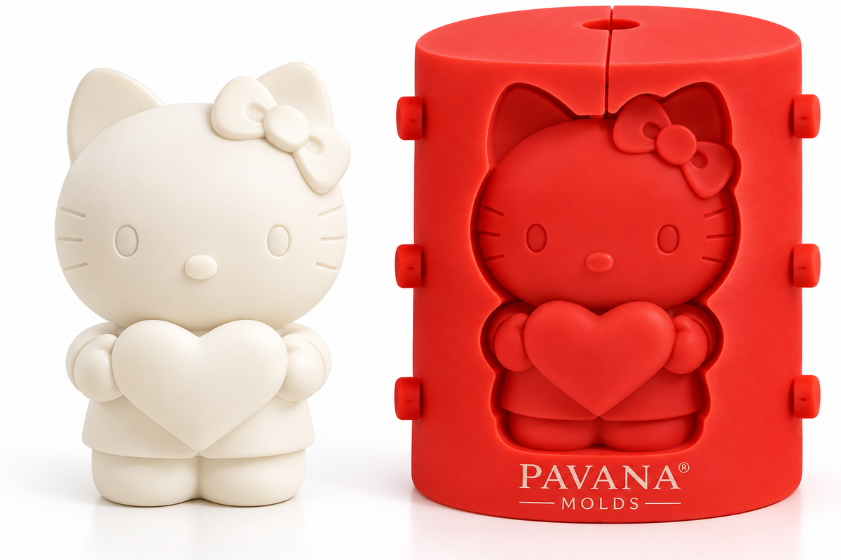 Pavana cute cat holding heart 3D silicone mold