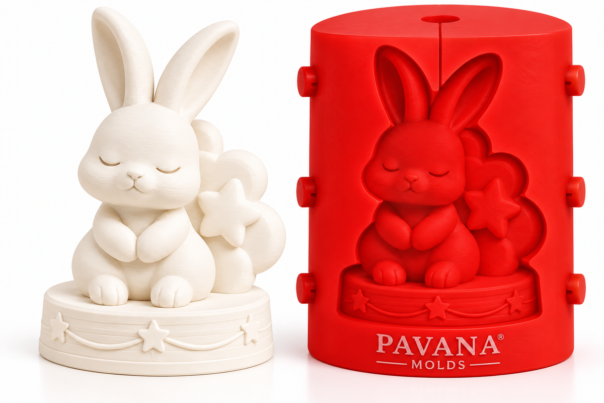 Pavana dreamy bunny with star 3D silicone mold