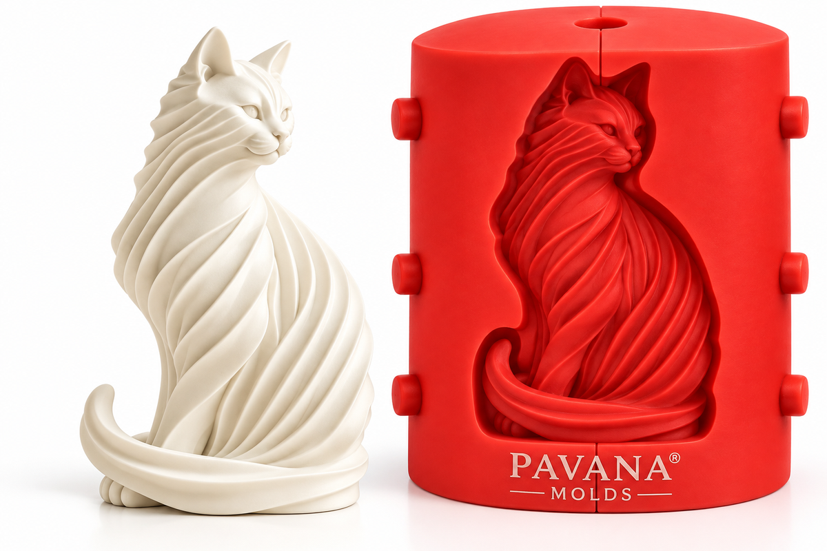 Pavana elegant cat 3D silicone mold