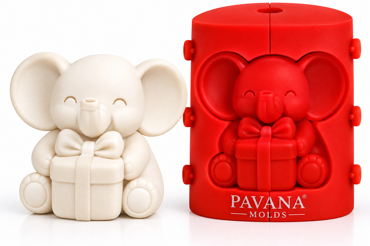 Pavana elephant with gift 3D silicone mold