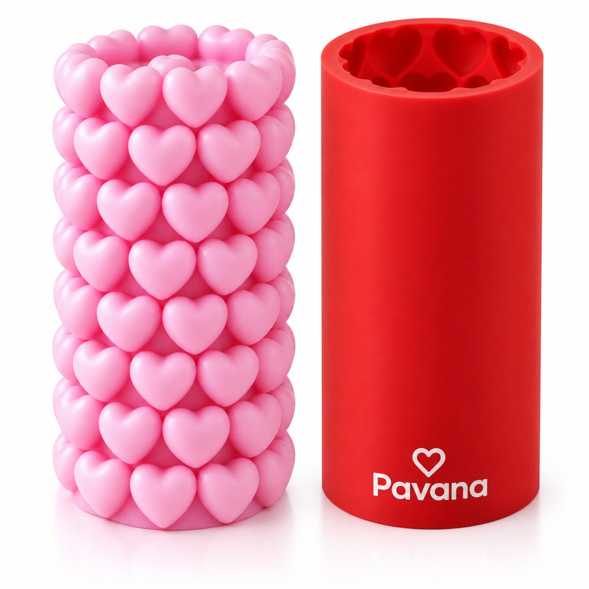 Pavana Love Hearts Pillar candle mold