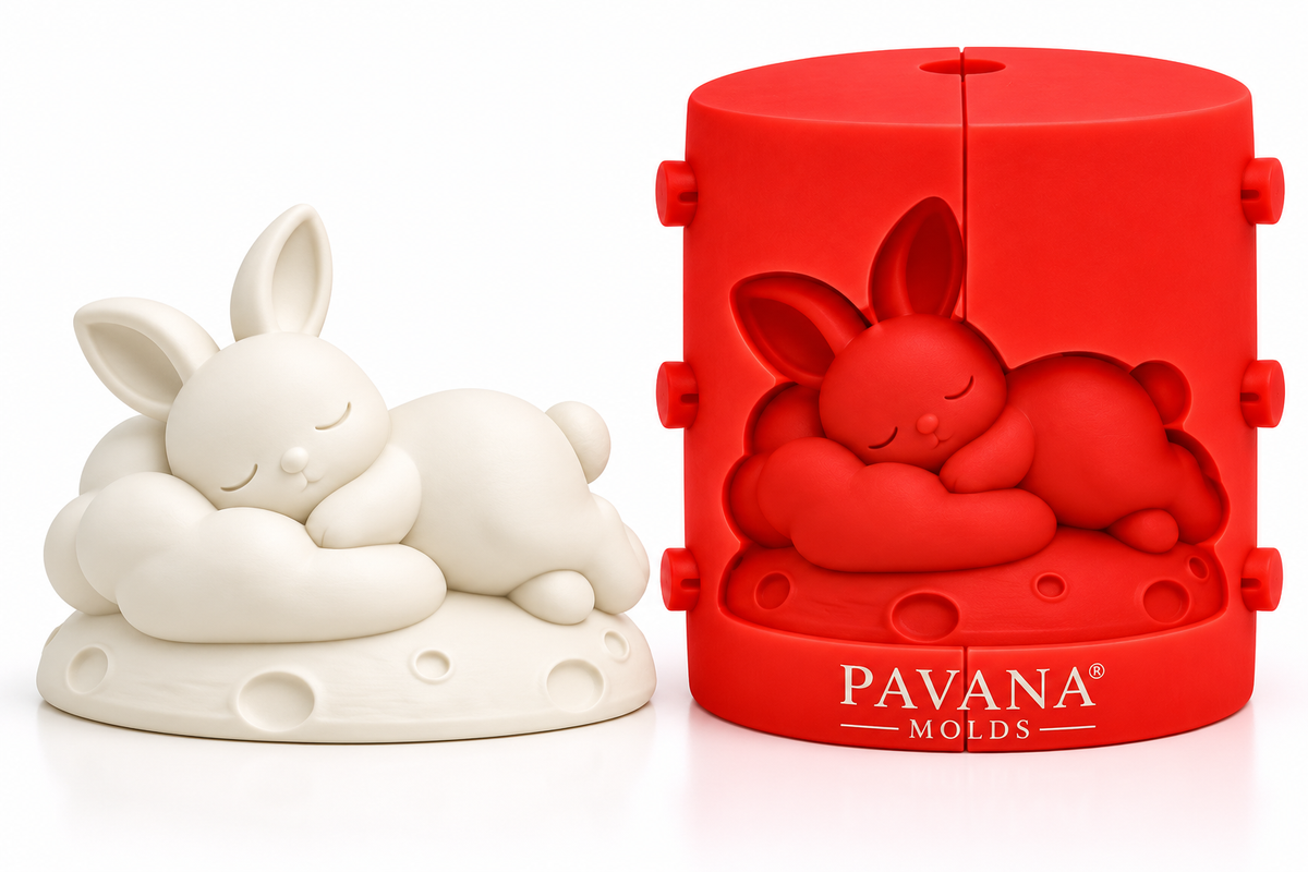 Pavana sleeping bunny on cloud 3D silicone mold