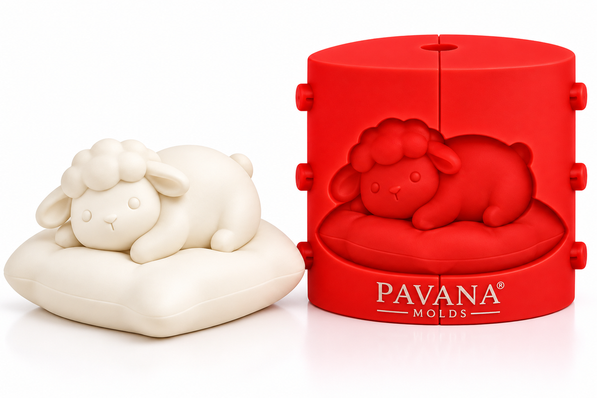 Pavana sleeping lamb on cushion 3D silicone mold