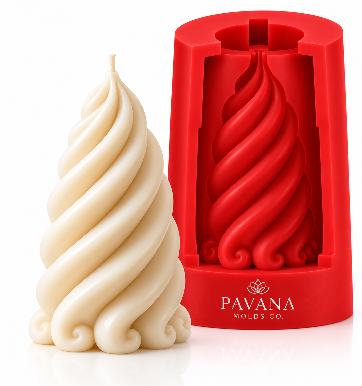 Pavana Molds Co spiral Christmas tree silicone candle mold