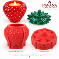 Pavana 3D strawberry container and lid silicone mold set