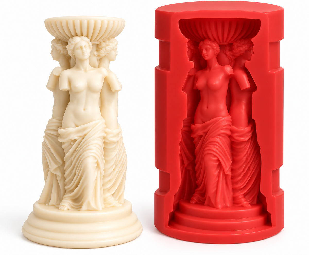 Pavana Three Graces classical silicone candle mold